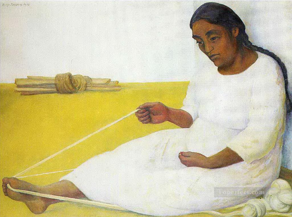 Hilado Indio Diego Rivera Pintura al óleo